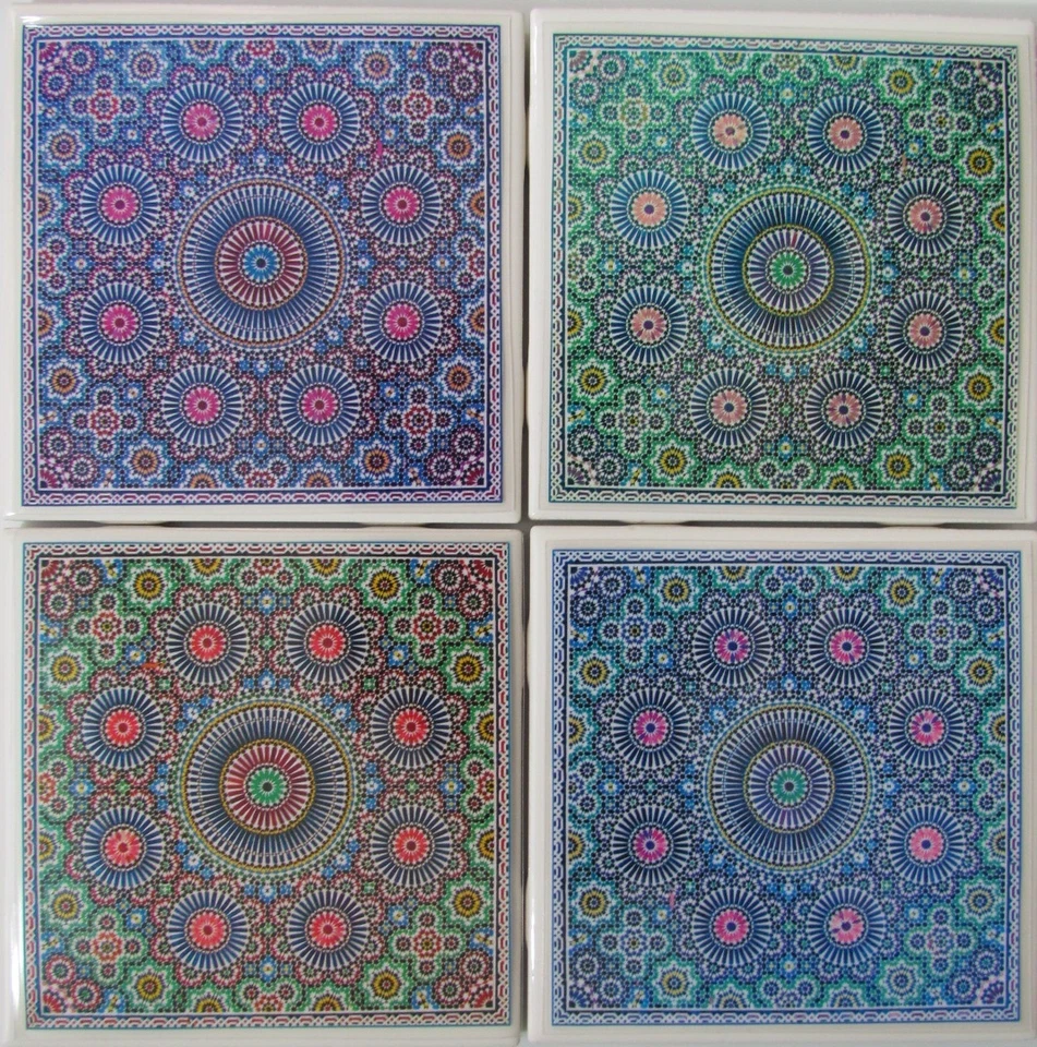 Posavasos de azulejos de cerámica - Azulejo mexicano - Juego de 4 (Compre 2 juegos cualquiera - Obtenga 1 juego gratis) A Foto 1 de 4