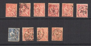 France 1902 type Mouchon retouché un lot de 10 timbres oblitérés /TE3807 - Picture 1 of 1