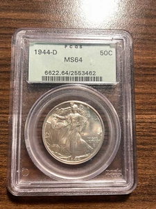1942-D Walking Liberty Silver Half Dollar 50C PCGS MS 64 Walker OLD GREEN HOLDER - Picture 1 of 2