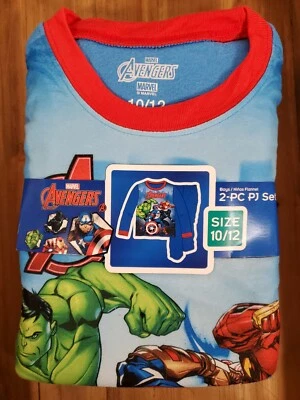 Marvel AVENGERS Pajama Set 10-12 Hulk Captain America Iron Man 2pc Flannel NEW - Image 1 of 4