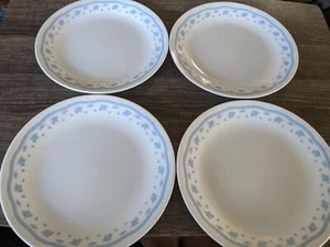CORELLE MORNING BLUE 8 & 1/2 INCH LUNCH PLATES x 4 NEW OLD STOCK FREE USA SHIP - Picture 1 of 4
