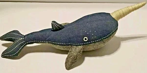 Anthropologie NORRIS NARWHAL Whale Unicorn Nautical Stuffed Animal Ocean Plush  - Picture 1 of 17