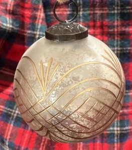 Keramikscheune Vintage Quecksilberglas runder Ball Weihnachtsbaumschmuck - Bild 1 von 5