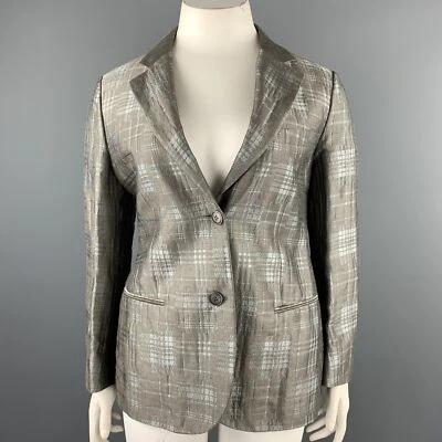 Blazer GIORGIO ARMANI Talla 10 Gris Jacquard Mezcla Lino a Cuadros Foto 1 de 4