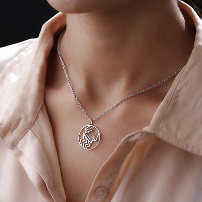 Collar colgante con signo de estrella del zodiaco de Acuario en plata de ley 925 maciza de 7,5 gramos Foto 1 de 4