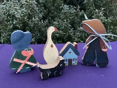 Vintage AMISH CHILDREN Scottish Terrier Goose Saltbox SET of 5 UNIQUE ❤️sj11h5s - Image 1 of 4