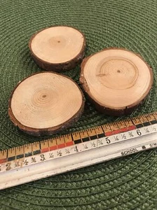 Wooden Wood Log Slices Natural Tree Bark Round Shape Tableware Decor Wedding - Picture 1 of 3