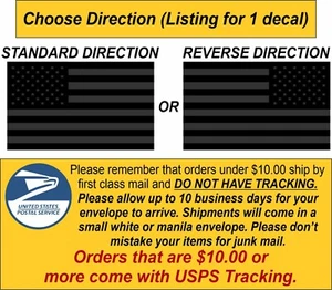 USA Flag Decal - Reflective Black Light Decal with regular OR opposite facing - Picture 1 of 2