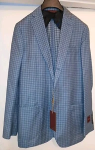 42L Made In Italy Plaid Blazer Bruno Magli Unlined Cargo Pocket. Tropical Jacket - Picture 1 of 8