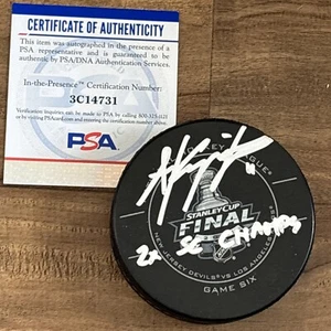 Anze Kopitar Signed/Inscribed “2x SC Champs”LA Kings 2014 Signed Game 6 Puck PSA - Picture 1 of 5