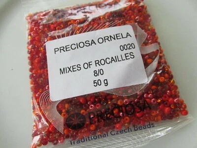 50 grams BIG PACK 8/0 PRECIOSA Czech Bead - ROCAILLE Seed Beads Mixed  Red Mix - Image 1 of 4