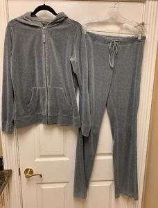 Eddie Bauer set pantaloni giacca con cappuccio grandi in velluto grigio LT Lounge VG - Foto 1 di 13
