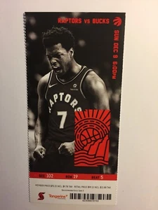TORONTO RAPTORS VS MILWAUKEE BUCKS 9 DICEMBRE 2018 BIGLIETTO STUB - Foto 1 di 1