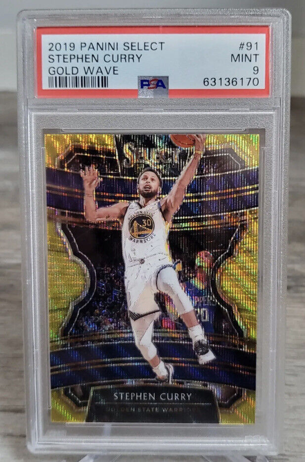 STEPHEN CURRY 2019-20 Panini Select Gold Wave PSA 9 #91 Golden State Warriors