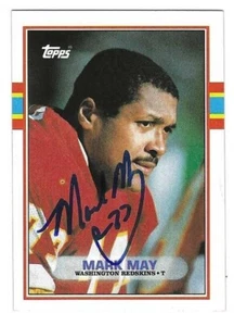Autographed 1989 Topps MARK MAY Washington Redskins card #255 w/ Show Ticket - Picture 1 of 1
