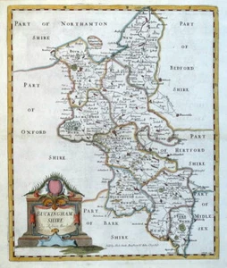 BUCKINGHAMSHIRE, Robert Morden, original antique hand coloured map 1722 - Picture 1 of 3