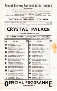 Bristol Rovers v Crystal Palace Reserves Programme 19.11.1960 - Picture 1 of 2