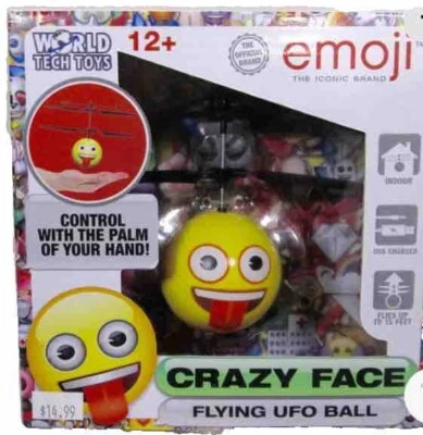 Flying Emoji ~ CRAZY FACE~ UFO Ball World Tech Toys NEW!! - Image 1 of 4