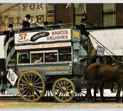 GB LONDON OMNIBUS Postcard *HEINZ* BOVRIL Advert HORSES {samwells-covers}PF210 - Image 1 of 4