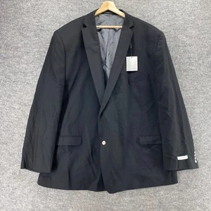 New Calvin Klein Blazer Men L Large Black Collared Button Up Long Sleeve Wool - Picture 1 of 11