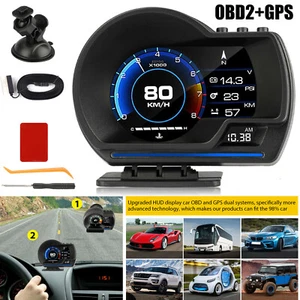 Smart GADGET OBD2+GPS HUD Digital Speedo 9 Display Water Oil Temp Alarm Gauge - Picture 1 of 8
