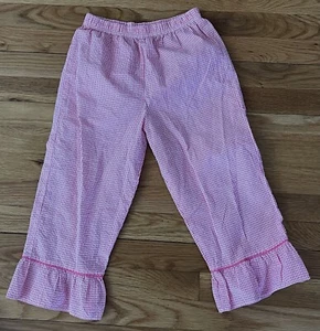Kelly’s Kids Girls 10 - 12 Seersucker Pink & White Striped Capri Pants - Picture 1 of 6