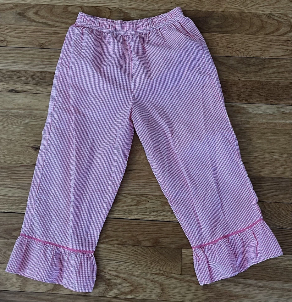 Pantalones capri Kelly’s niños niñas 10-12 Seersucker rosa y blanco a rayas Foto 1 de 4