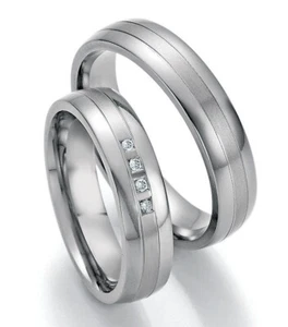 Titan Eheringe + Diamant + Garantie Trauring Antragsring Hochzeitsring + Gravur - Bild 1 von 7