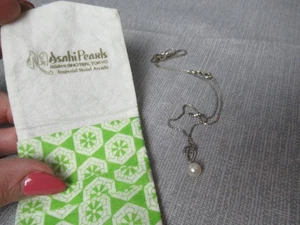 New Asahi Pearl Necklace 9 1/2" Drop - Sterling Silver - Tokyo Japan - 2 194 - Picture 1 of 6