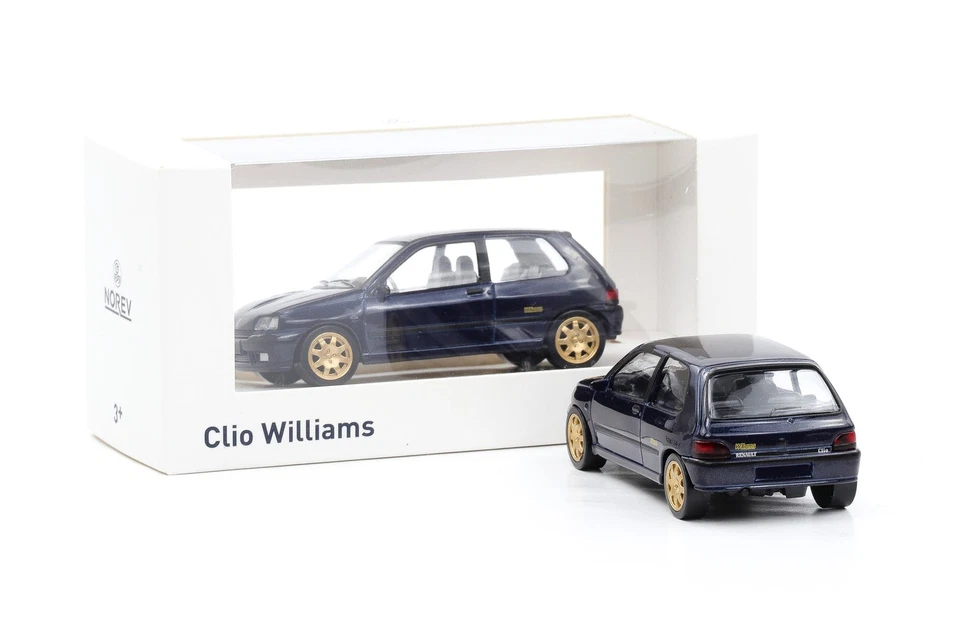 1:43 Jet Auto Norev Renault Clio Williams 1993 Blu Scuro D'Oro Cerchioni - Immagine 1 di 4