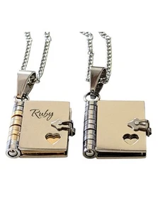 Personalised Silver 18K Gold Plated Book Locket Necklace, Keepsake Gift For Her - Picture 1 of 16