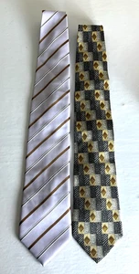Ermenegildo Zegna LOT OF 2 Mens Neckties Ties Silk Repp Geometric Art To Wear - Picture 1 of 21
