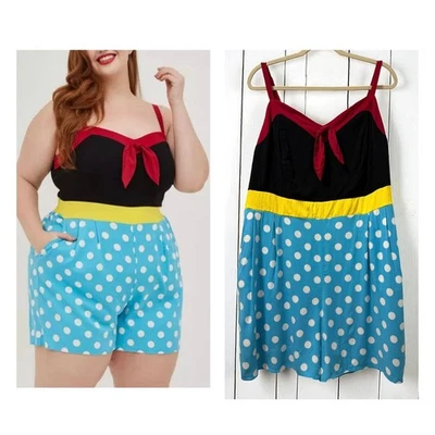 Mameluco Tanque Torrid Talla Grande 3 Disney Minnie Mouse Lunares Corbata Frontal Una Pieza Foto 1 de 4