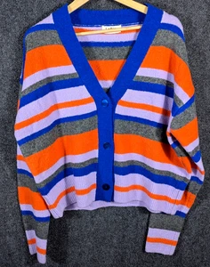 Y2K LaBiz Cardigan Multicolor Stripes Sz Small Alpaca Wool Cottagecore Like NWOT - Picture 1 of 9