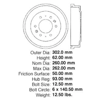 For Scion iQ 2012-2015 Centric 122.44052 Premium Rear Brake Drum Foto 1 de 4