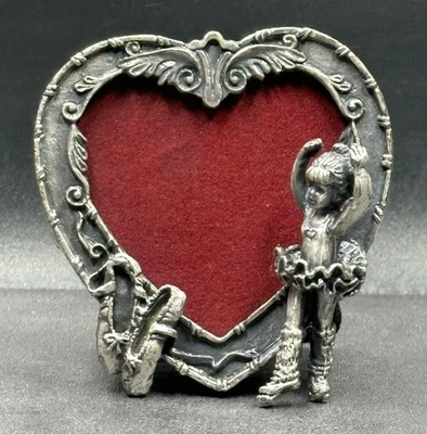 "Mini marco de fotos de corazón de peltre vintage 2,5"" bailarina zapatos de ballet quinto" Foto 1 de 4