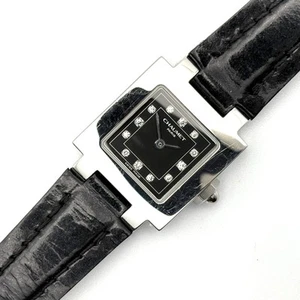 CHAUMET Style Carré Diamond Square Leather Women 20mm Swiss Quartz - Picture 1 of 12