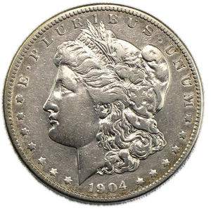 1904-S Morgan Silver Dollar San Francisco Almost Uncirculated AU+ Cleaned Detail - Picture 1 of 2