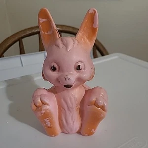 Vintage RARE Blowmold Kitschy Pink Easter Bunny Coin Bank - Picture 1 of 9