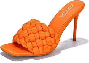 Cape Robbin Miella Braided Stiletto Heel Sandals, Orange, Size Women 6 NEW - Picture 1 of 6