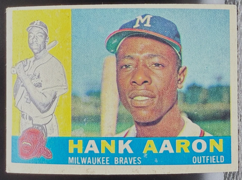 Винтажная бейсбольная карточка 1960 Topps No300 Hank Aaron HOF - Изображение 1 из 4