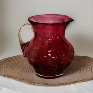 Jarra crema vidrio arándano soplado a mano vintage mango transparente - Imagen 1 de 4