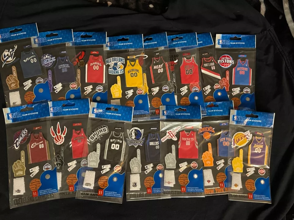 Officially Licensed Vintage NBA Uniform Scrapbook Sticker Decals - Image 1 of 2