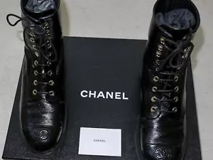 Chanel Calfskin Combat Boots 38.5 - Picture 1 of 12