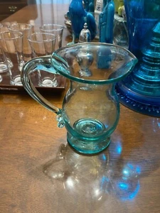 Blenko Colonial Williamsburg Restoration Blown Glass Picher Rare Aqua Color - Picture 1 of 10