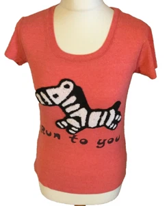 Ladies  MACCY & JUDY U.K. Size 10 Pink Tee Zebra Logo - Picture 1 of 6