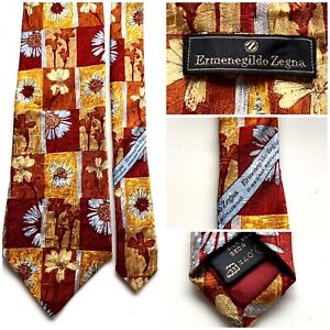 ERMENEGILDO ZEGNA Italy 100% Silk Multicolor Floral Men's Tie EXCELLENT CONDITI