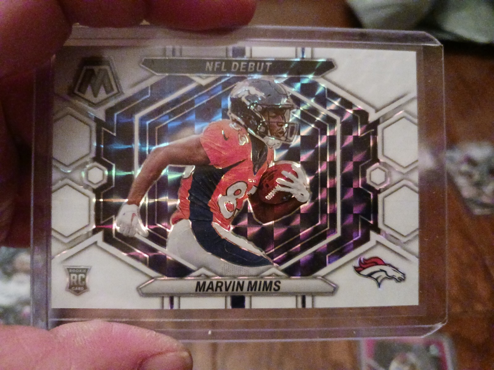 2023 MOSAIC NFL DEBUT WHITE PRIZM MARVIN MIMS RC #16/25 BRONCOS