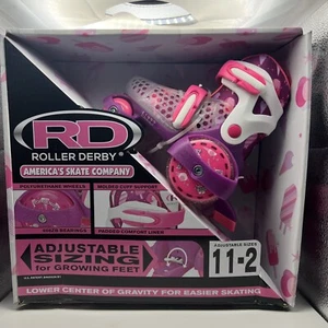 Roller Derby EZ-Roll Girls Size 11- 2 Beginner Roller Skates Pink Purple NEW - Picture 1 of 12