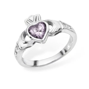 Sterling Silver Alexandrite Ring Claddagh June Stone 925 Hallmarked Size J - R - Picture 1 of 3
